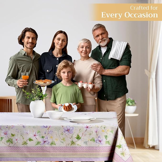 Maison d' Hermine Table Cloth Rectangle Table 100% Cotton 70 x 90 Inches Tablecloth Reusable Decorative for Dining Room, Farmhouse, Home, Party, Festive & Wedding Spring Summer - Magnolia Mornings