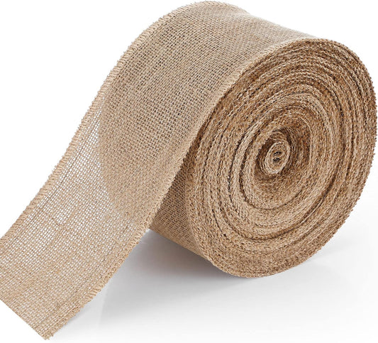 20 Yard 4 Inches Burlap Ribbon Wide Jute Ribbon Natural Burlap Fabric Roll Wired Edge for Wreaths, Christmas Tree Decoration, Big Bow Crafts, Gift Wrapping, Wedding
