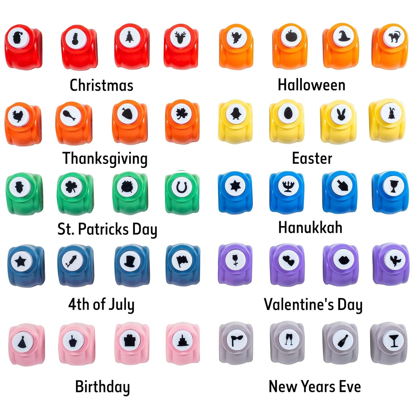 Every Occasion Year Round Scrapbook Paper Holiday Punchers-40 Unique Designs for Valentines, Easter, St. Patrick's Day, Christmas, & More- DIY Confetti for Holiday Cards, Invitation, Decoration Making