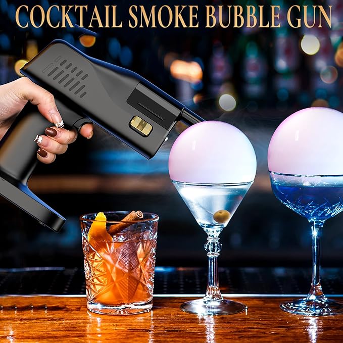 Smoking Gun for Cocktails and Food, Handheld, One Key Operation, 5000mAh Rechargeable Battery, with 1.4-inch Color Screen, for Wine, Drinks, Coffee, Bar, Party