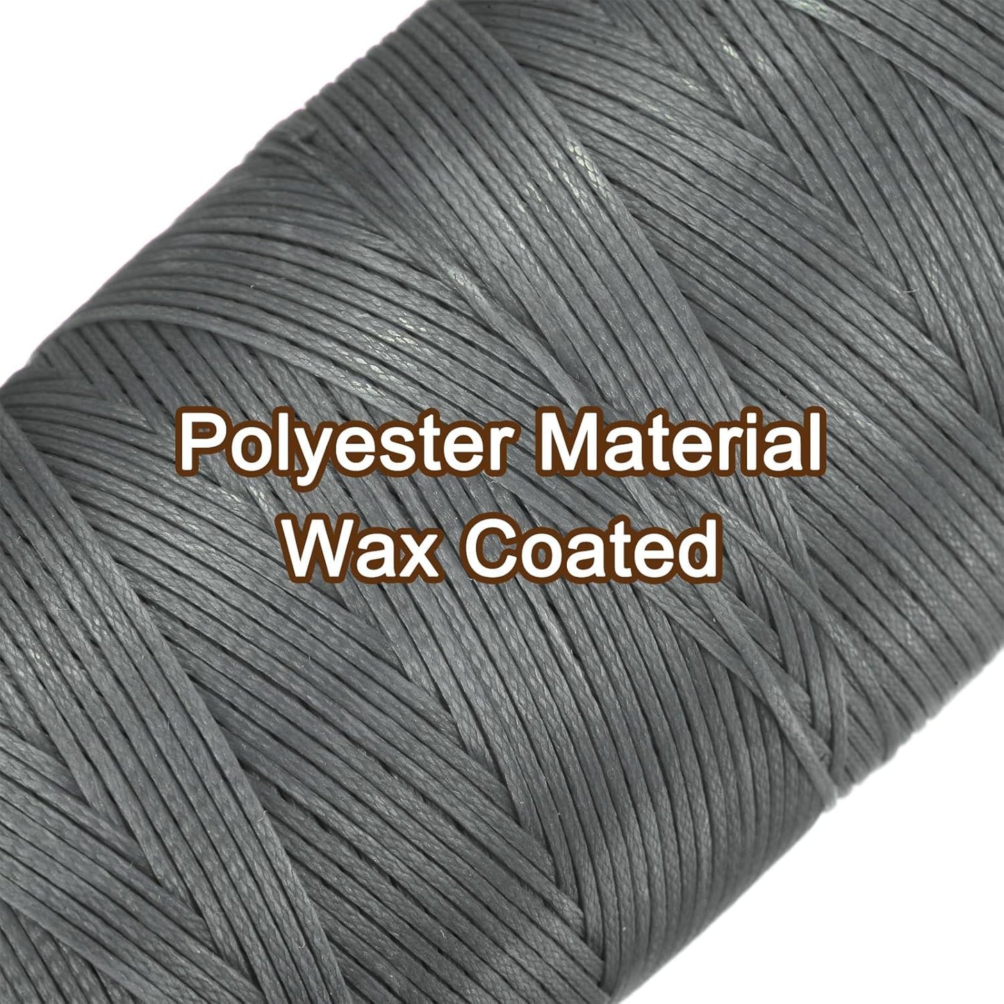 uxcell 150D 0.8mm Flat Waxed Thread 284 Yards Polyester Leather Sewing Waxed String Hand Stitching Cord for Leather Stitching Sewing Bookbinding DIY Craft Silver Gray