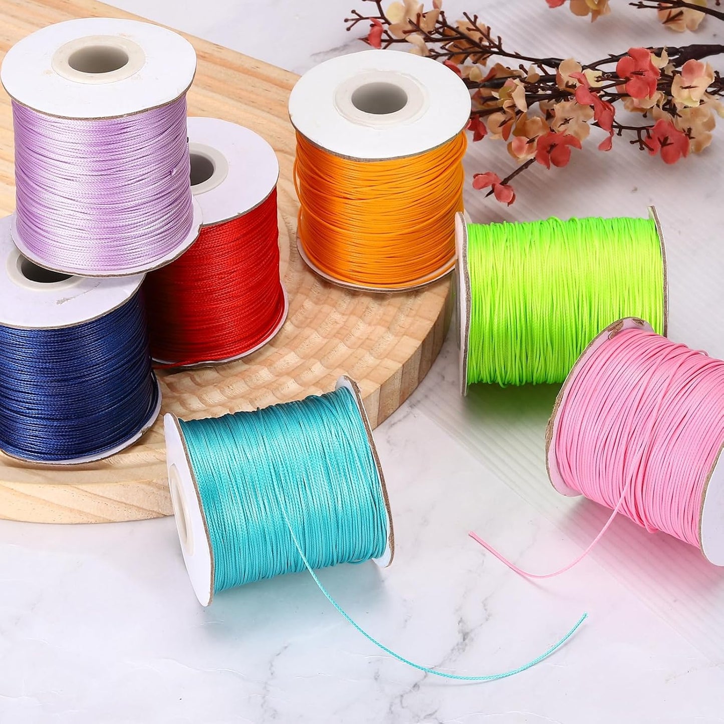 MECCANIXITY Waxed Cord 0.5mm Waxed Polyester Cord 175 Yard Wax String for Bracelet Making, Necklaces, Beading, Jewelry Making and DIY Crafts(Navy Blue)