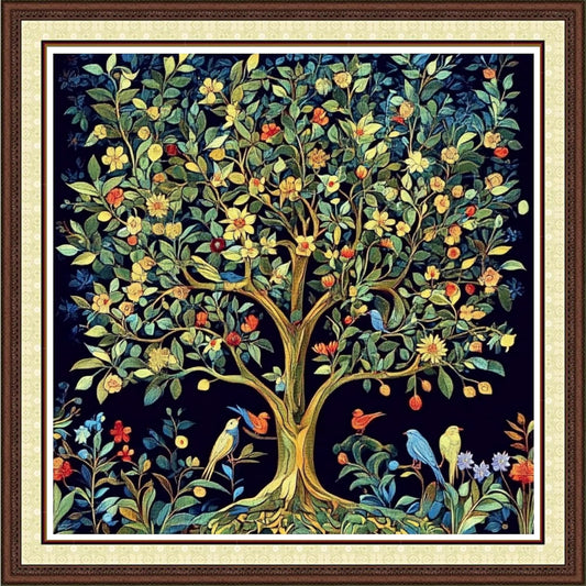 Findvoor Counted Cross Stitch Kits for Adults Full Range of Cross Stitching Embroidery Unprinted Pattern for Beginners, 11CT Needlepoint Kit Patterns Embroidery Kits-Magic Tree of Life 18x18 inch