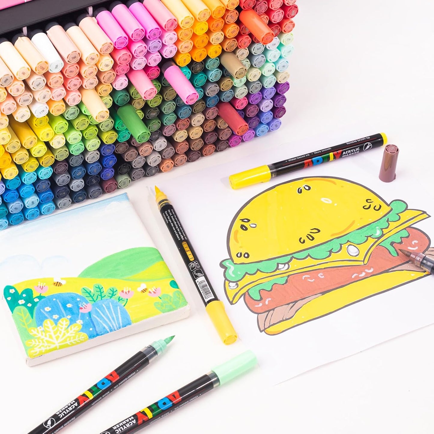 Acrylic Paint Markers, Acrylic Paint Pens, Fabric Markers for Textile, Rock, Glass, Wood, Paper, Ceramic, Canvas DIY Art Supplies Kit for Kids and Adults (120)