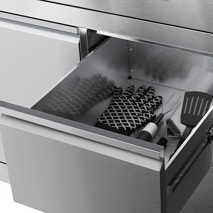 KoolMore 32 in. Outdoor Kitchen Liquid Propane Side Burner with Bottom Cabinet in Stainless-Steel (KM-OKS-SBC)