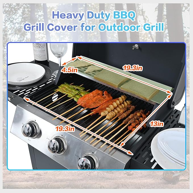 Endark Propane Gas Grill 3-Burner,26,000 BTU Stainless BBQ Grill with Porcelain-Enameled Cooking Grates,Built-In Thermometer,Includes Side Shelf and Wheels,Ideal for Backyard,Patio,Outdoor Cooking