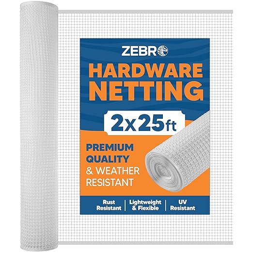 Hardware Mesh Screen & Fence Roll (2' x 25') - White Indoor & Outdoor Balcony, Patio & Porch Netting - Safety Barrier Fence for Pets & Kids