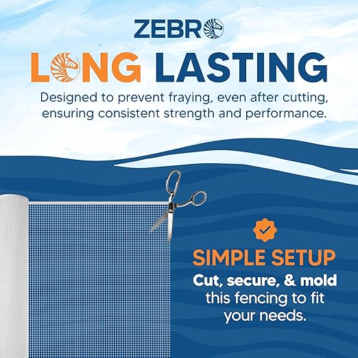 ZEBRO Plastic Hardware Mesh Screen & Fence Roll (2' x 15' White) - Plastic Indoor or Outdoor Balcony, Patio & Porch Netting - Safety Barrier Plastic Fence to Protect Pets & Kids Around The Home