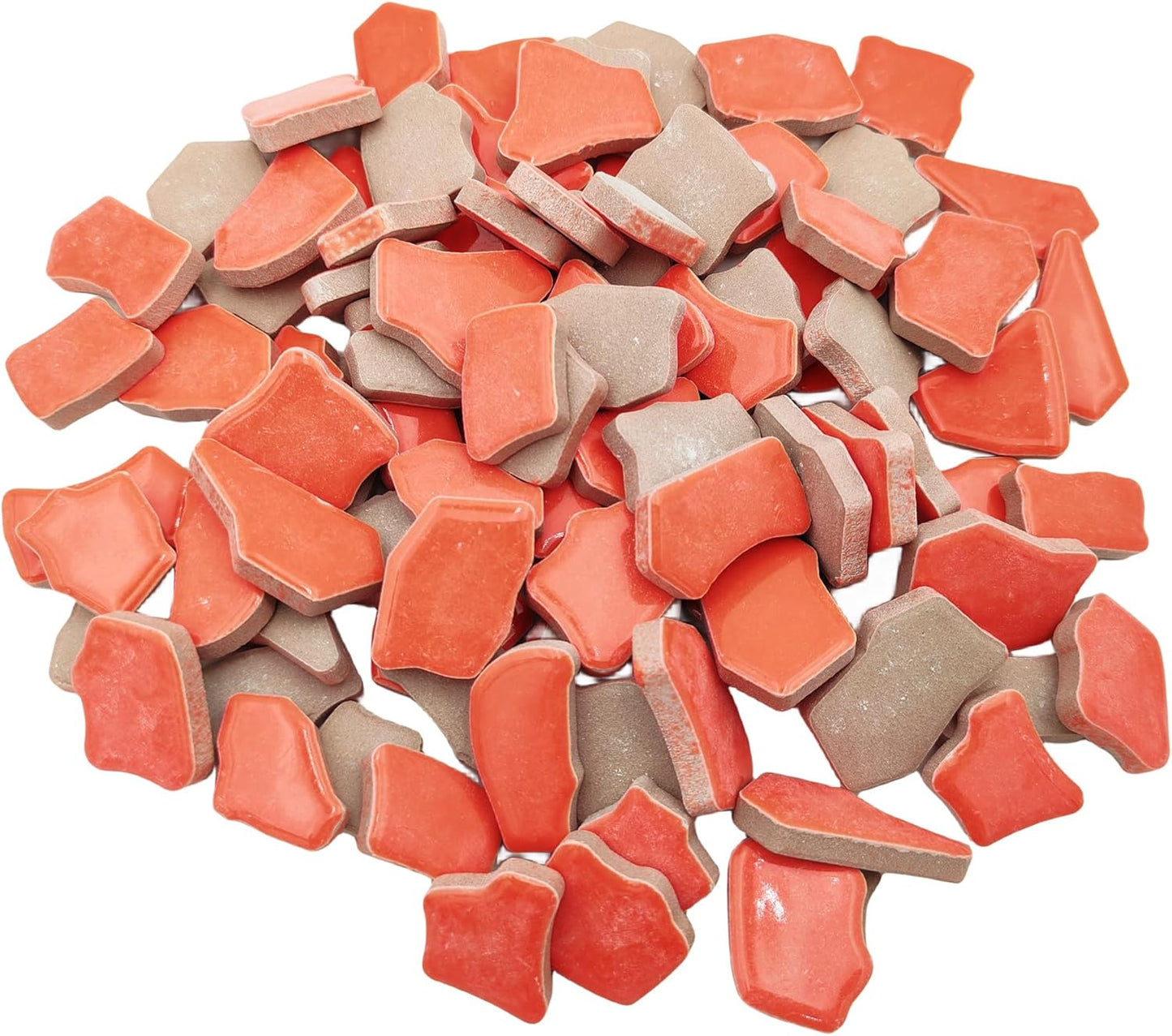 0.78"-1.57" Irregular Ceramics Mosaic Tiles,1.1LB Mosaic Pieces Stones for Home Decoration DIY Craft Plates Flowerpots Vases Cups Mosaic Making Supplies (Tangerine)