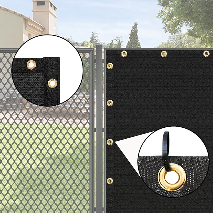UPGRADE Privacy Screen 3' x 16' Fence Commercial Shade Cover with Brass Grommets Heavy Duty Perfect for Outdoor Back Yard, Black, Customizable