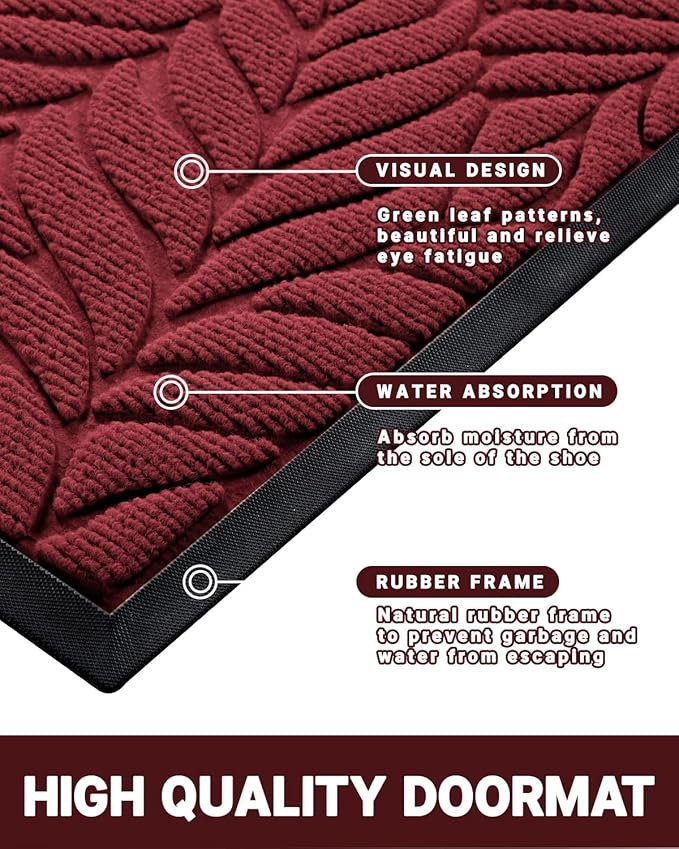 Yimobra 60x36 Large Door Mat Outdoor Indoor, All-Season Waterproof Door Mat Outside Entrance, All-Weather Non-Slip Outside Doormat for Garage Patio Entryway, Red