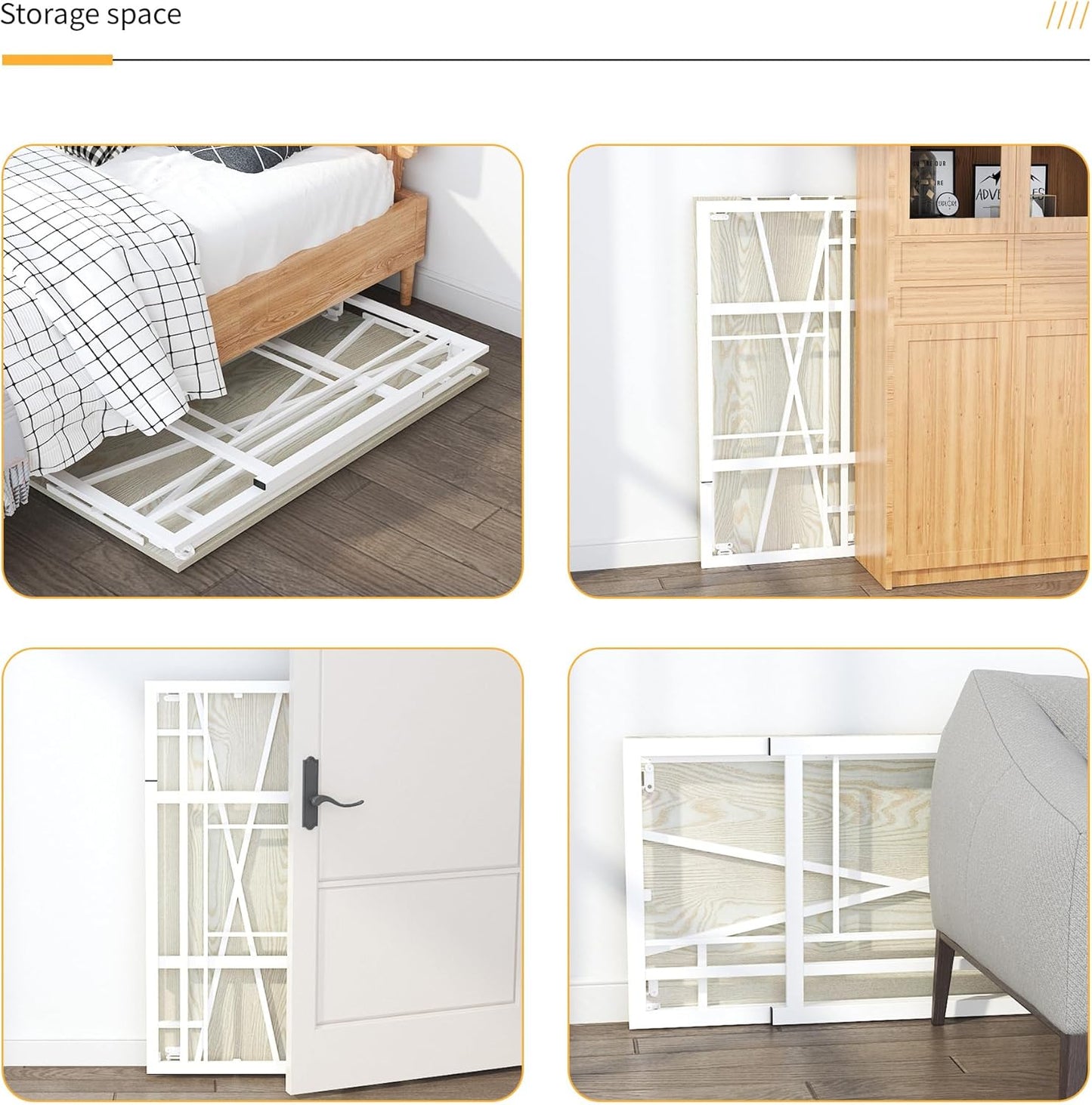 32 inch Small Folding Desk, Writing Gaming Computer Camping Desk for Small Spaces, No Assembly Required Home Office Desk, Natural and White