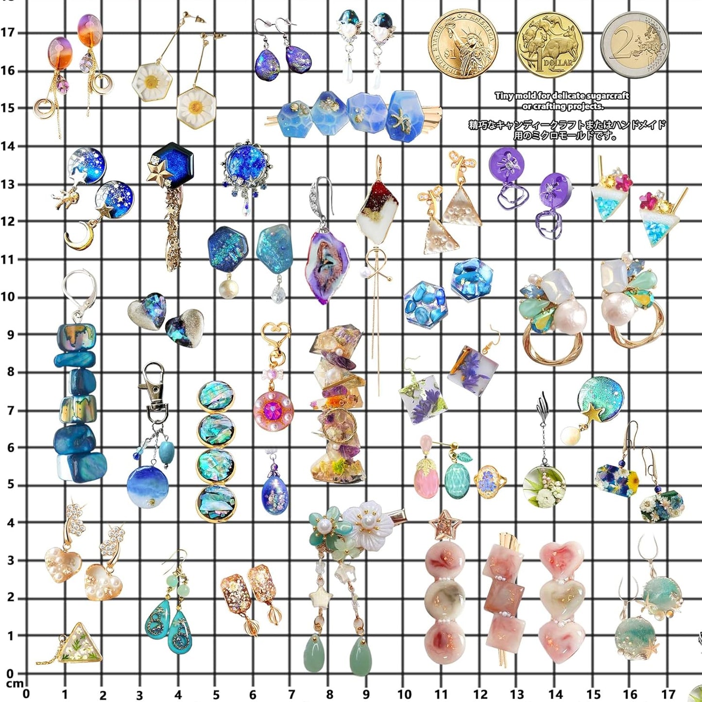 FUNSHOWCASE Cabochon Resin Mold Pack of 2 Mosaic Tile Epoxy Casting Jewelry Making