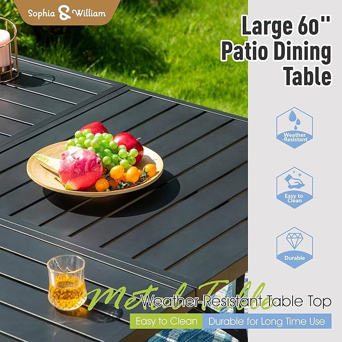 Sophia & William Outdoor Dining Set Patio Dining Sets Patio Table and Chairs Set 9 Pieces 60" Square Outdoor Dining Table for 8 with Swivel Patio Chairs for Garden Pool All Weather Brown