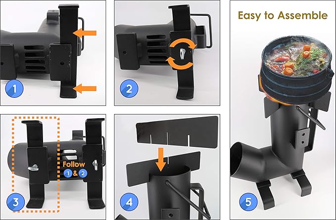 Camping Rocket Stove by StarBlue with FREE Carrying Bag - A Portable Wood Burning Camping Stove with Large Chamber Best for Outdoor Cooking, Camping, Picnic, BBQ, Hunting, Fishing
