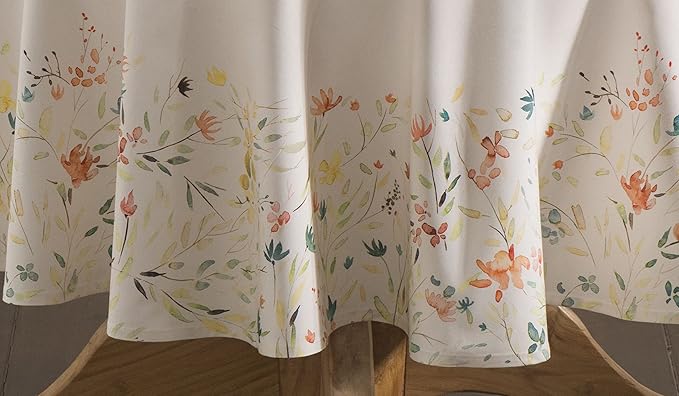 Maison d' Hermine Table Cloth Round Table 100% Cotton 63 Inches Tablecloth Reusable Decorative Everyday Use for Dining Room, Farmhouse, Home, Party, Festive & Wedding Spring Summer - Colmar