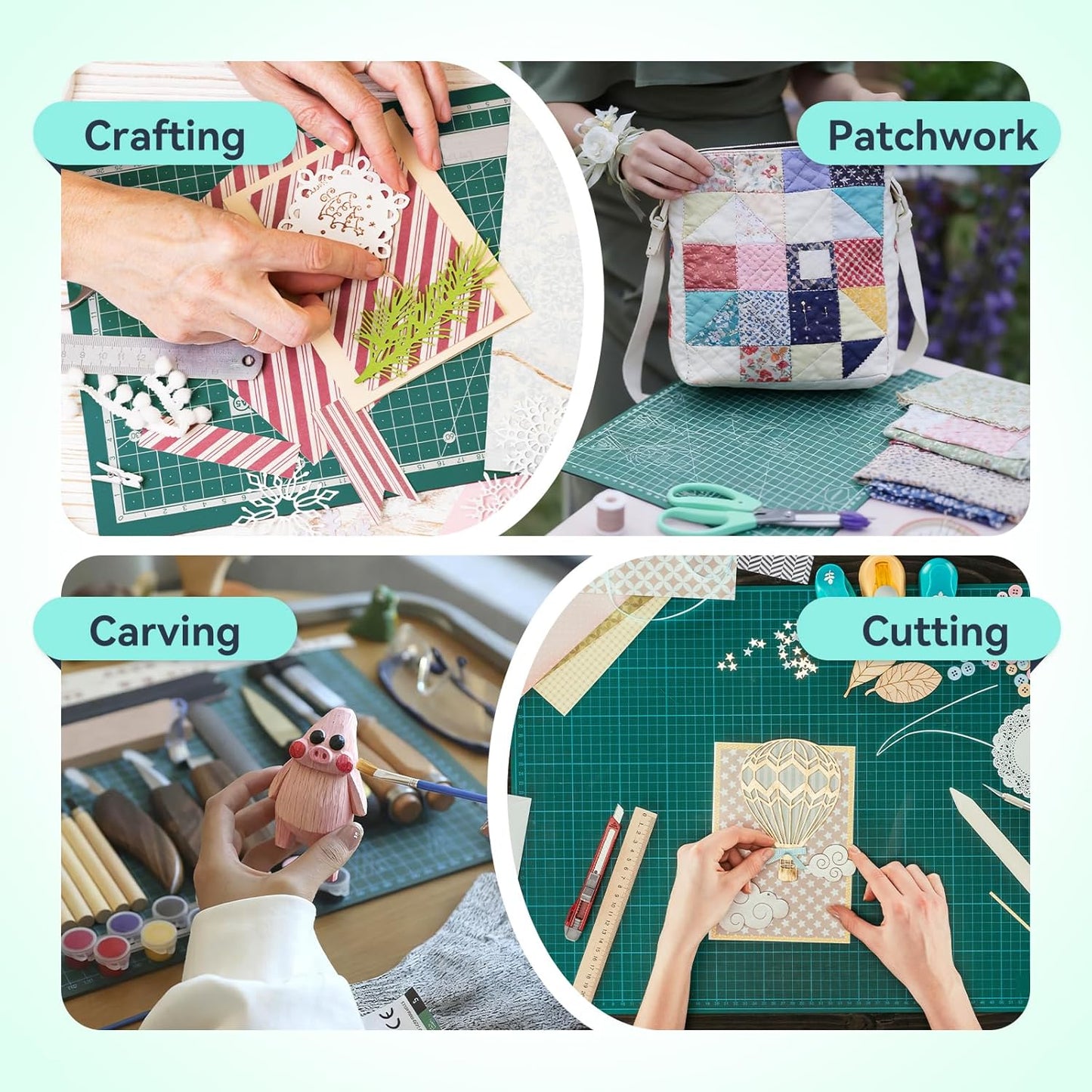 HTVRONT 5 Packs Self Healing Cutting Mat- 12" x 18” Double-Sided Cutting Mats for Crafts, A3 High-Density Sewing Mat with Grid for Fabric Quilting Modeling Hobby Scrapbooking Project