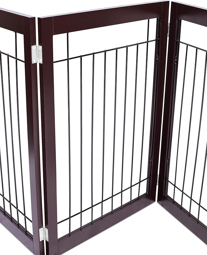 Internet's Best Traditional Wire Dog Gate - 4 Panel - 30" Tall - Espresso