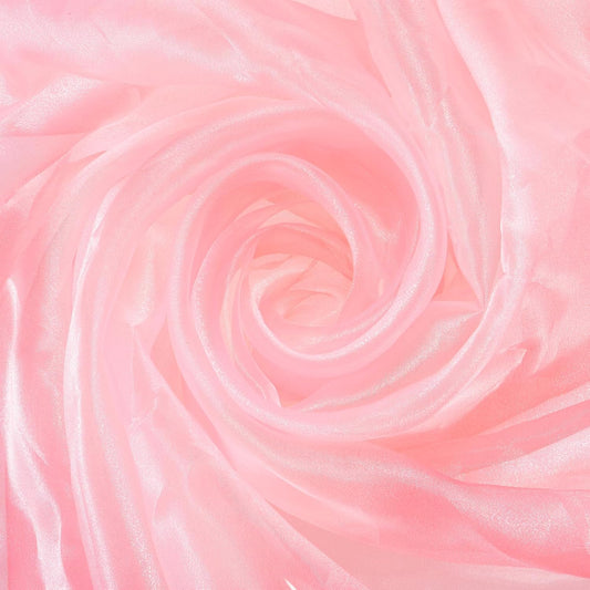 MECCANIXITY Iridescent Sheer Organza Fabric, 10 Yards x 59 Inches Solid Holographic Shiny Fabric Organza Cloth for Wedding, Curtains, Costume, Photo Background, Dark Pink