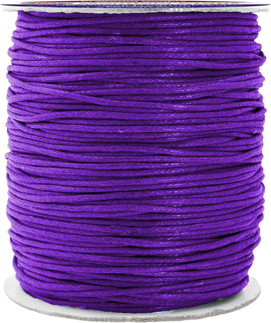 Mandala Crafts 1.5mm 109 Yards Purple Cotton Waxed Cord for Jewelry Making Bracelet Cord Waxed String - Beading String Thread Jewelry Cords for Necklaces String