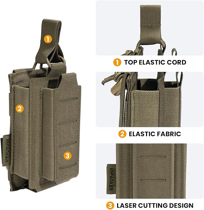 EXCELLENT ELITE SPANKER Tactical Open-Top Single/Double/Triple Molle Mag Pouch for Pistol Mag Pouch Tactical Bag Accessories Holder