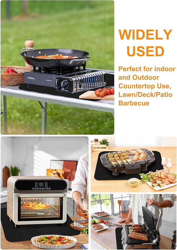 24 x18 inches Tabletop Grill Mat for Outdoor, Countertop Heat Resistant Fire Pit Mat for Solo Stove, Fireproof & Waterproof & Oil Proof
