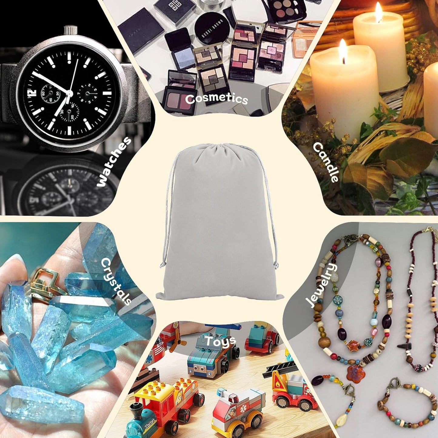 Velvet Drawstring Jewelry Bag, 50Pcs Grey Dice Bag, 7x10 Tarot Card Holder, Or Wrapping Halloween Party Favors, Small Bussiness, Toys, Board Game