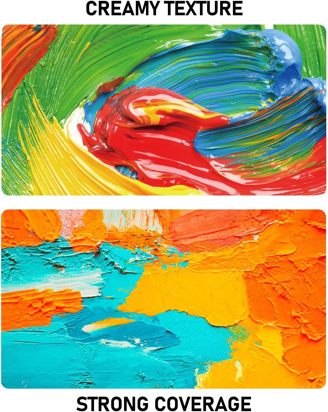 6 Colors Large Acrylic Paint Set (69 oz,2040 ml) Art Painting Bulk Supplies for Multi Surface Canvas Wood Leather Fabric Rock Craft, Non Toxic Paint for Kid & Adult with Pump