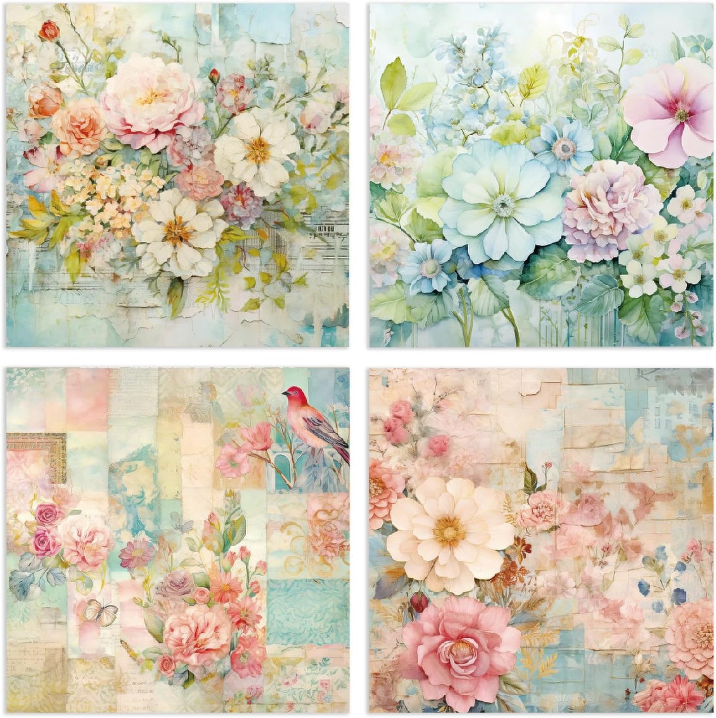 YASMEN 24 Sheets Scrapbook Paper Pads, 6X6 Single-Sided Cardstock Paper, Decorative Craft Paper, Flowers Pattern Paper Pack, DIY Decopodge Papers, Journal Scrapbooking Supplies, Card Making Supplies