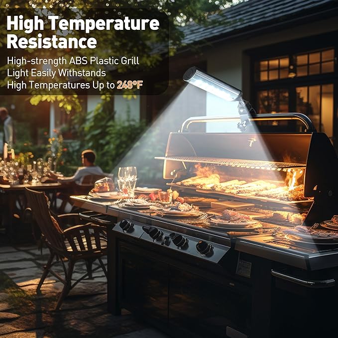 Meonum 1 Pack BBQ Grill Light Compatible with Blackstone Griddle for Outdoor Grill, Gifts for Men Dad Husband, Battery Operated Barbecue Lights with 360 Degrees Adjustable C Shape Clamp