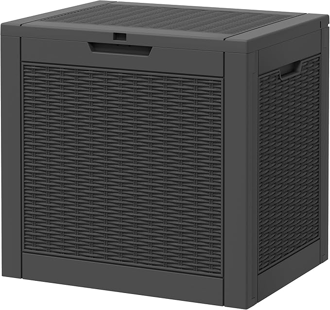 NUNU LAB 35 Gallon Outdoor Storage Box Waterproof, Outside Package Delivery Deck Boxes with Lockable Lid, Backyard Storage Bin For Garden Tools, Patio Cushions Accessories, Black