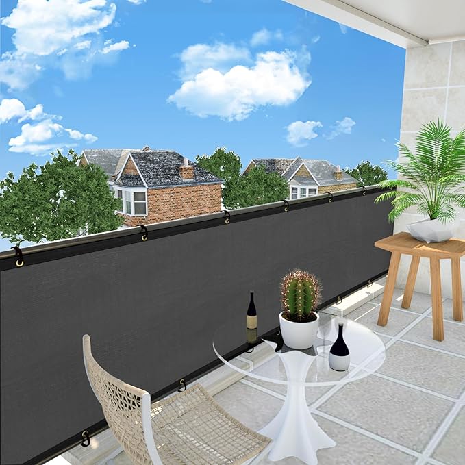 UPGRADE Privacy Fence Screen 8'x49' Dark Grey Outdoor 90% Visibility Blockage 170 GSM Mesh Shade Cover Panels for Backyard,Balcony,Home Decoration with Zip Ties,Customized Avaliable
