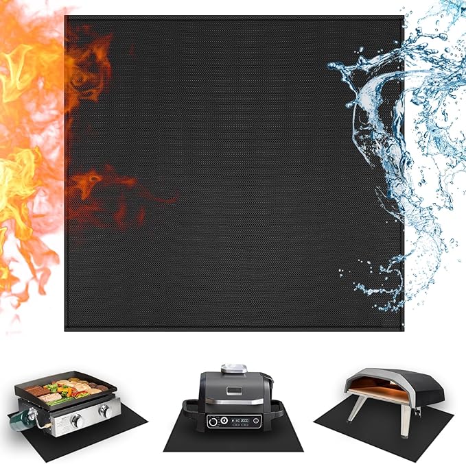24 x 24in Heat Resistant Grill Mats for Outdoor Tabletop Grill to Protect Your Prep Grill Table, Heat Resistant Mats for Countertop, Fire Proof & Water Proof & Oil Proof BBQ Mat - Black-0.5mm