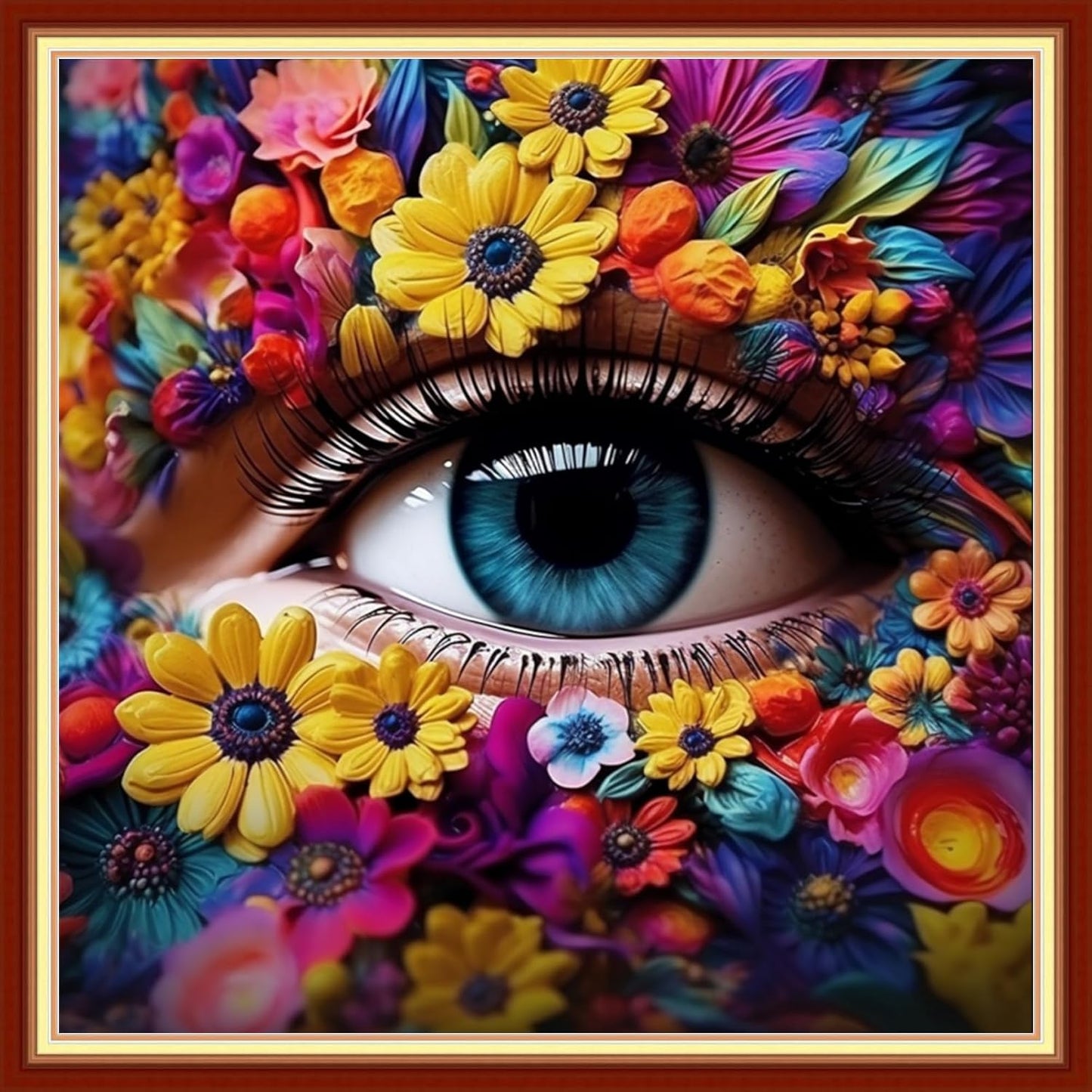 Disxvivy Cross Stitch Stamped Full Embroidery Kits DIY 11CT Cotton Thread Printed DIY Needlepoint Kits Craft Needlework Set Cross-Stitch Stamped Sets-Colorful Eyes 18x18 inch