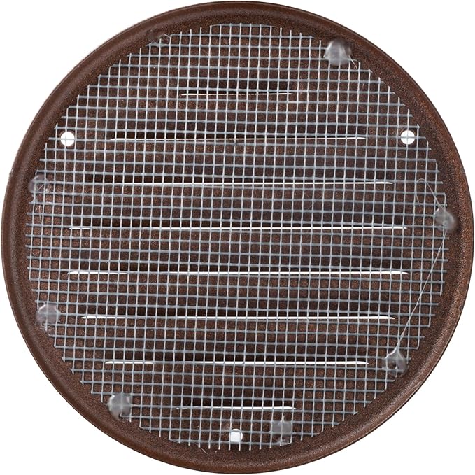 Square Ventilation Grille / 5" Inch Inside Measurement/Brown Metal Air Vent Louver - Inside/Outside use/Ø 5.25" Inch Outer Measurement