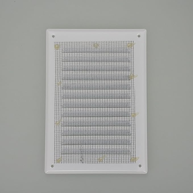 Square Ventilation Grille / 5" x 7" Inch Inside Measurement/White Metal Air Vent Louver - Inside/Outside use / 6.5" x 9.5" Inch Outer Measurement
