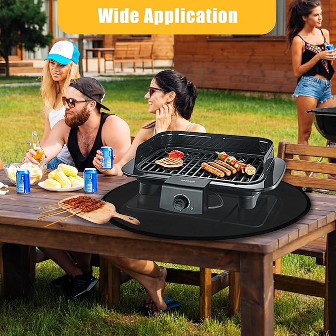 Tirifer 24" Round Grill Mat, Fire Pit Mat Fireproof Under Grill Mat Oil-Proof Waterproof BBQ Pad for Outdoor Grill Accessories, Heat Resistant Protective Deck and Patio Mat Fire Resistant Pad