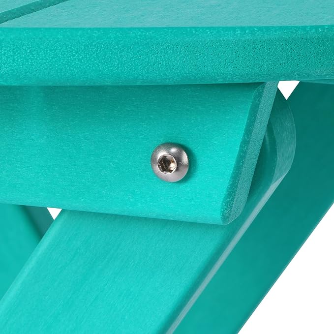 Costaelm Paradise HDPE Outdoor 24.5 Inch Round Portable Folding Patio Dining Table, Turquoise