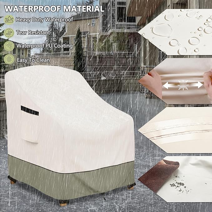 Outdoor Chair Covers 4 Pack 37 W x 40 D x 36 H inches,600D Heavy Duty Waterproof Adirondack Chair Cover,Outdoor Furniture Covers for Lawn/Garden Chiar