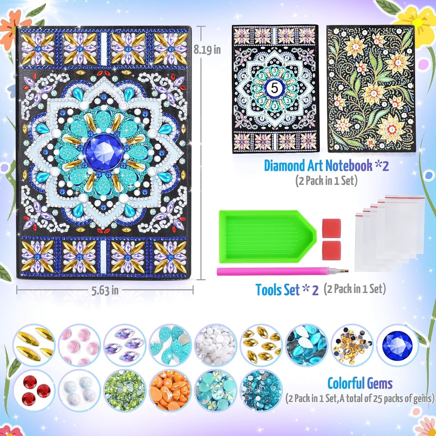 Girls Gifts 5-7-9-10 Year Old, Craft Kits for Kids Age 6 8 11 12 Diamond Art Kits Cute Stationary Girl Birthday Presents for 5 6 7 9 Year Old Girls Notebook Arts and Crafts for Kids Toys Diary