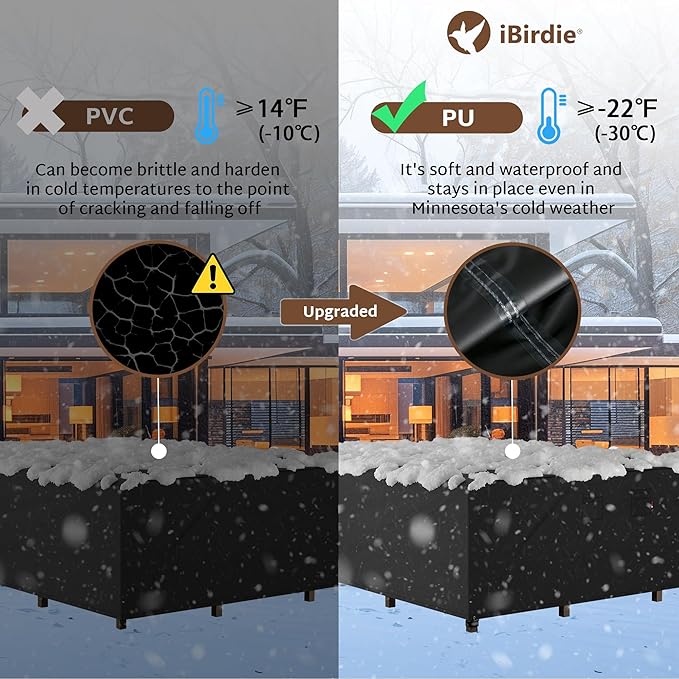 iBirdie Outdoor Patio Furniture Set Covers 100 x 56 inch fit 4 x 8 ft, 56, 54, 52 inch Wide, 100, 98, 96 inch Long Outside Dining Table and Chairs, Waterproof Weatherproof Cover, Heavy Duty 600D