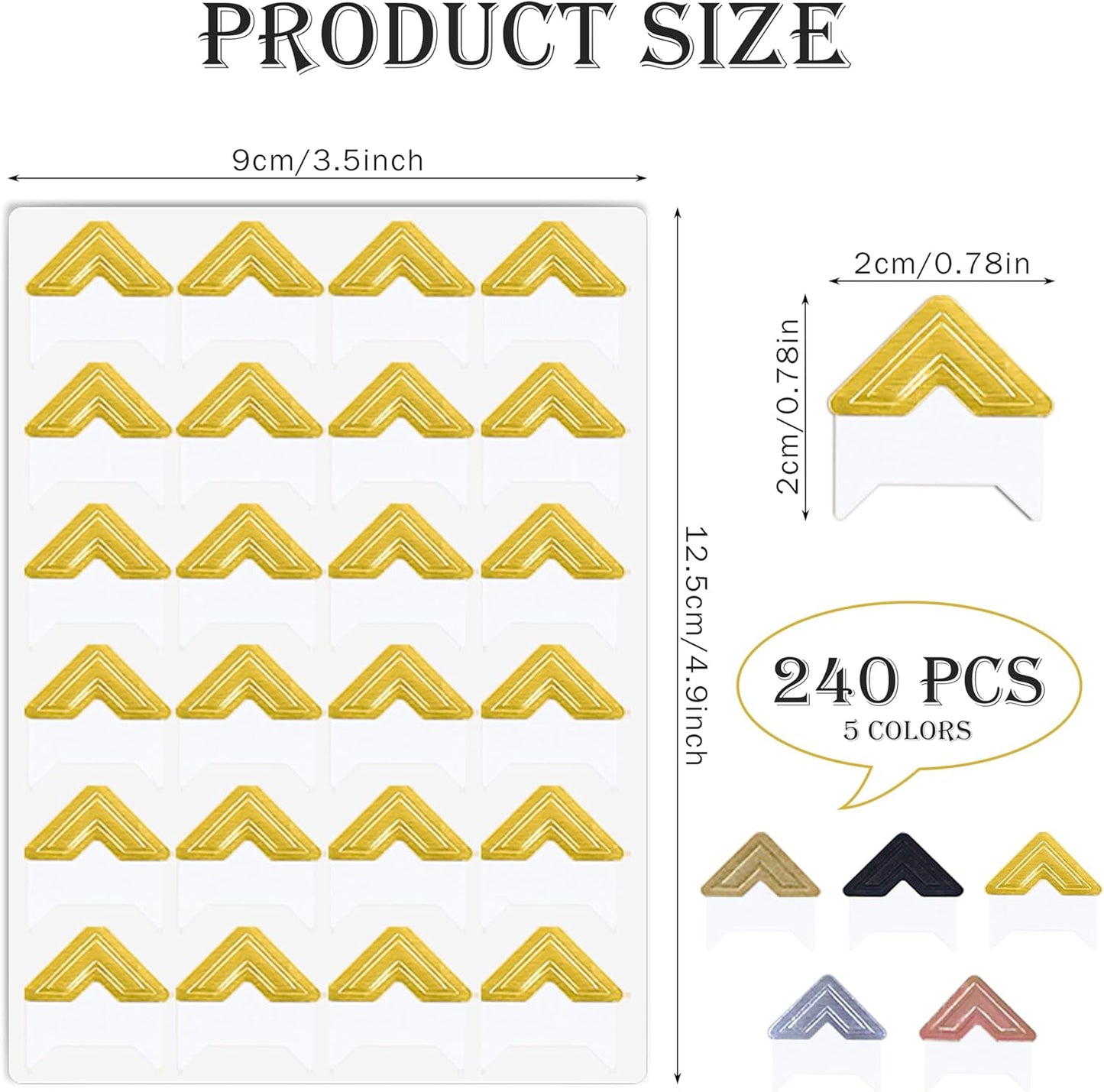 240 Pieces Photo Corners Self Adhesive Photo Corner Stickers, Picture Mounting Corners Acid Free Photo Corner for DIY Scrapbook, Album, Picture Frames, Journal Supplies (Multicolor)