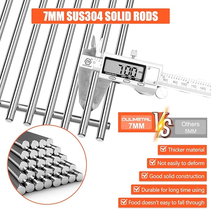 7635 7637 Grill Parts for Weber Spirit E210, E220, S210, S215, Spirit 200 & GS4 Spirit II E210, Spirit II E220 Series with Front Control, SUS304 Stainless 15.3" Flavorizer Bars & 17.5" Grates