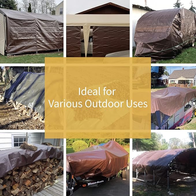 GUARD SHIELD Brown/Green Tarp 20x25 Feet Medium Duty Outdoor Waterproof Multi Purpose Poly Tarps Cover 7mil