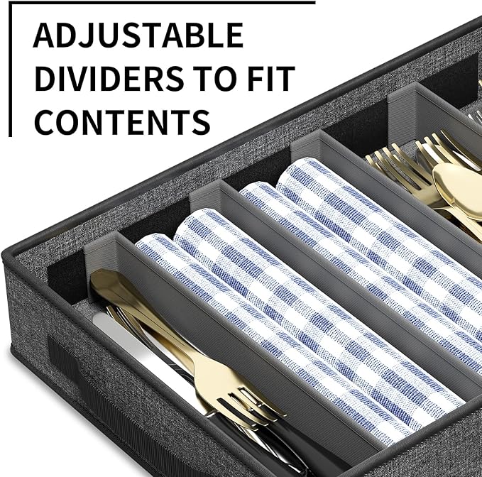 Aokeyee China Storage Containers- 6 Piece Set Hard Shell Moving Box for Dishes, Plate, Mugs, Cups, Silverware, Flatware, Saucers, Dinnerware, Sturdy Quilted Organizer with Soft Dividers, Handles, Grey