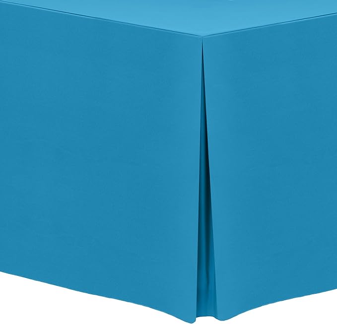 Ultimate Textile -2 Pack- 5 ft. Fitted Polyester Tablecloth - Fits 30 x 60-Inch Banquet and Folding Rectangular Tables - 42" H, Cobalt Blue