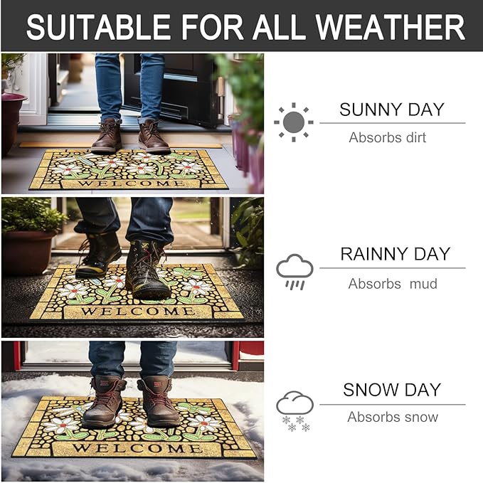 CHICHIC Welcome Door Mat 24 x 36 Inch Front Doormat Outdoors for Home Entrance Outdoors Mat for Outside Entry Way Doormat Entry Rugs, Heavy Duty Non Slip Rubber Back Low Profile, Dragonfly