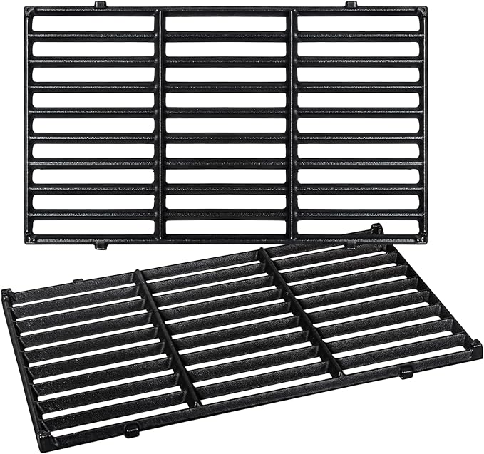 7637 Cast Iron Cooking Grid Grate for Weber Spirit I & II 200, Spirit E210 E220 S210 S220 Gas Grills with Front-Mounted Control Panels,17.5 Inch Grill Grates for Weber 46010074 Gas Grills,2-Pack