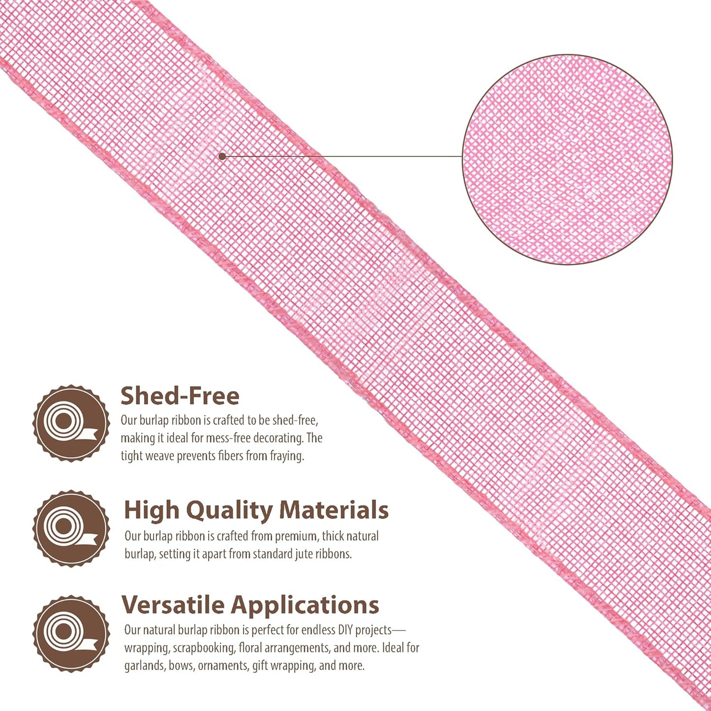 Mandala Crafts Pink Burlap Ribbon 1.5 Inches Wide Jute Ribbons for Crafts - 20 Yds Roll Rustic Burlap Wrap Trim Ribbons for Wreaths Bows Wedding Party Decoration