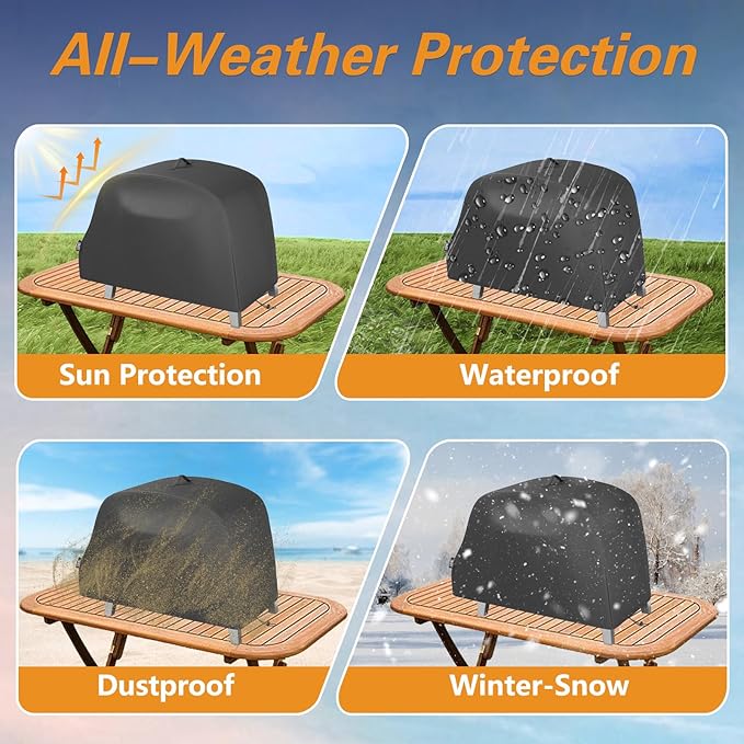Pizza Oven Grill Cover Outdoor Waterproof 420D Pizza Oven Cover Compatible with Cuisinart CGG-403 3-in-1 Grill, Griddle and Pizza Oven 27.6" L x 21.2" W x 17.5" H